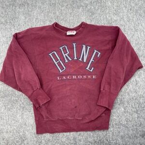 Vintage Brine Lacrosse Sweatshirt Mens Large Burgundy Made in USA Distressed